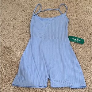 SHEIN Light Blue Ribbed Jumpsuit